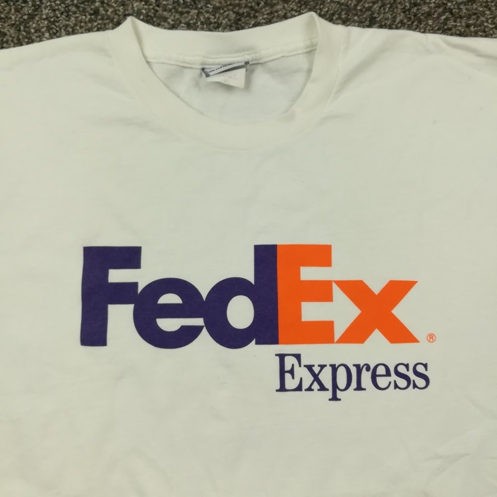 Vintage 2001 Fed Ex T-Shirt Lee Brand Express USA Cotton White Mens XL